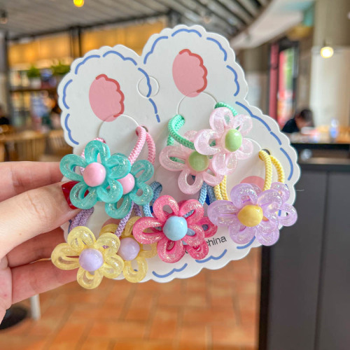 Summer new children's hair rope girls cute cartoon animal cone hair band baby pair rubber band children's hair accessories