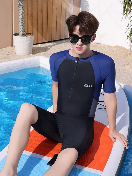 Yobel Swimsuit Boys New Popular Conservative One-Piece Swimming Pool Youth Professional Sports Hot Spring Swimsuit