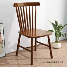 美式温莎餐椅中复古胡桃咖啡家用小实木书桌靠背北欧梳化妆茶凳子