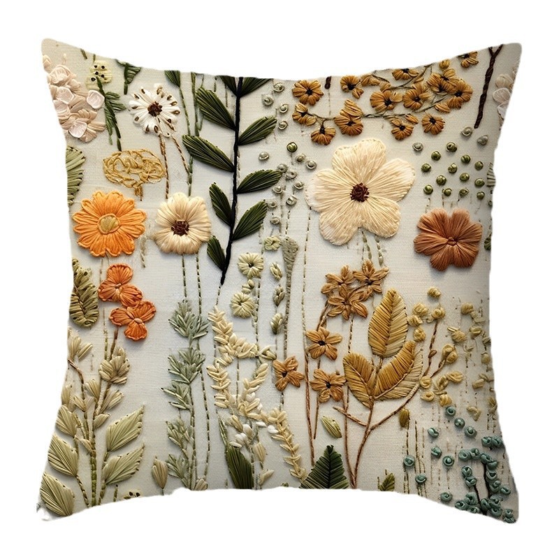 Tanun nuevo retro serie de flores y pájaros almohada Amazon hogar sala de estar sofá estampado almohada al por mayor image 6