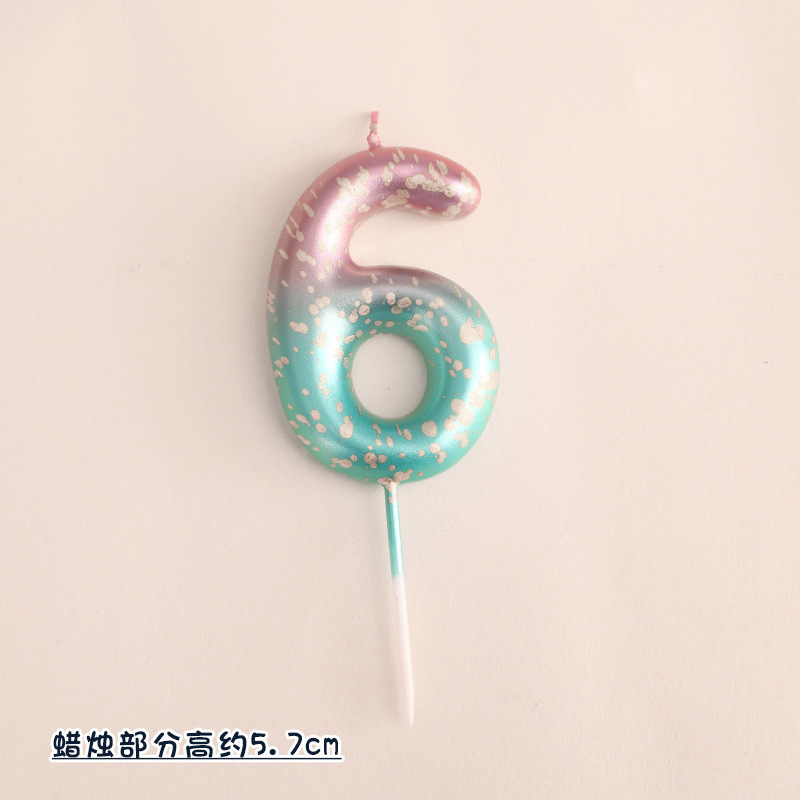 银河渐变粉蓝蜡烛6