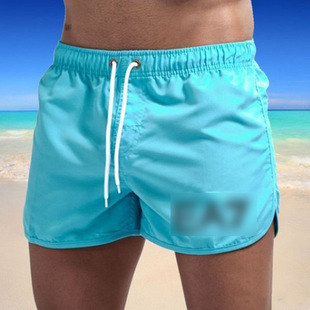 New Cross-Border European and American Style Summer Beach Pants for Men, Comfortable and Breathable Pure Color Running Casual Sports Three-Quarter Pants