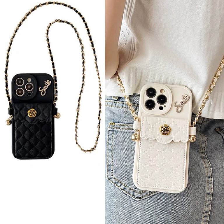 Camellia Card Holder Phone Case For Iphone 15 Pro Max And 14_voghion.com