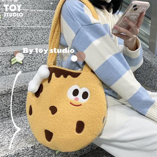 Cookie biscuit coin purse halter bag Korean cartoon funny creative couple card bag headphone bag cute key bag