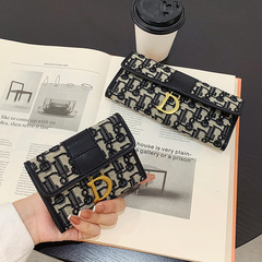 Cross-border exclusive women's wallet thin foldable short coin purse D-house printed retro multi-card slot card holder