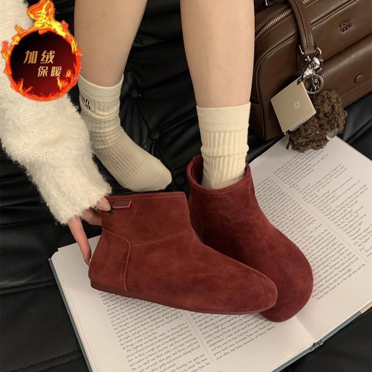 Botas de cacho de veludo retro Bocken de cacho