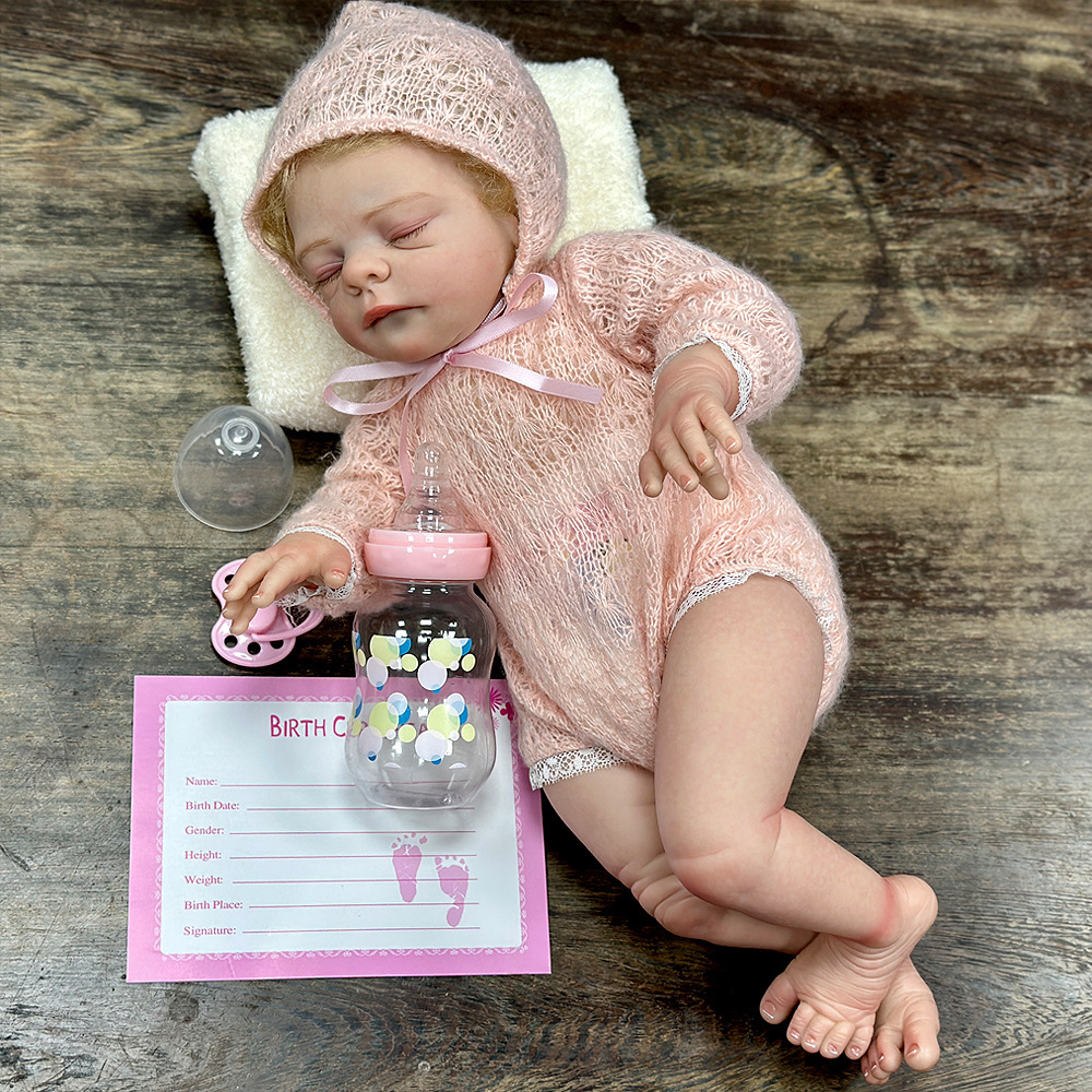 Juguetes de muñeca de ojos cerrados suaves renacer, inventario de imitación de bebés, una muñeca de 17 pulgadas, nuevo modelo de muñeca de muñeca de muñeca de 17 pulgadas