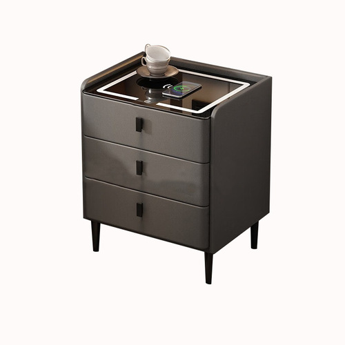 Smart Bedside Table Modern Minimalist Wireless Charging Fingerprint Lock Solid Wood Internet celebrity Multifunction Bluetooth Speaker Bedside Cabinet