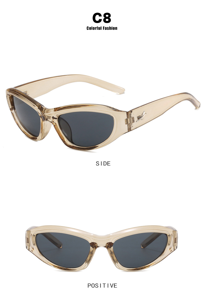 Color Block Pattern Streetwear Color Block Ac UV400 Protection Special-Shaped Mirror Full Frame Women's Sunglasses