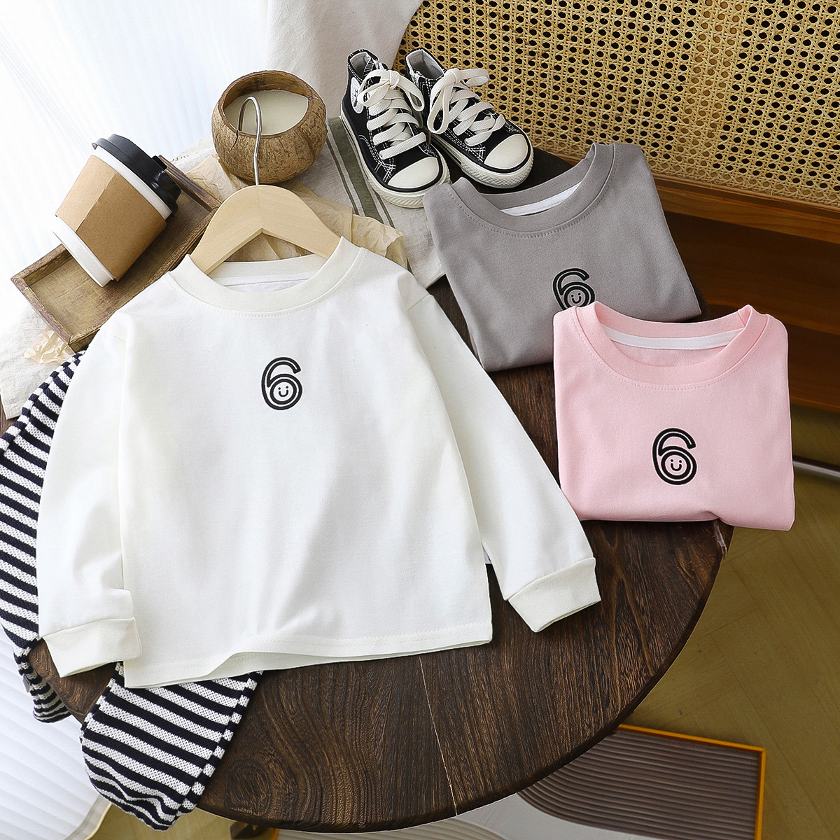 纯棉儿童秋季t恤长袖男童宝宝上衣女童打底衣小童内搭打底衫童装