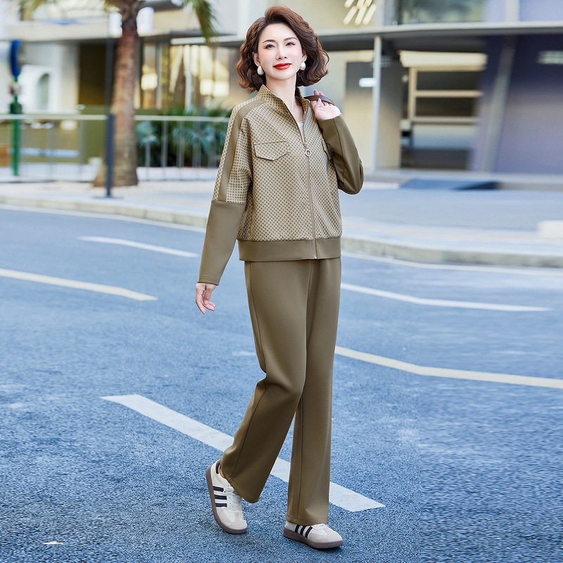 中老年女装两件套妈妈秋装时尚休闲运动服套装2025新款洋气上衣服|undefined