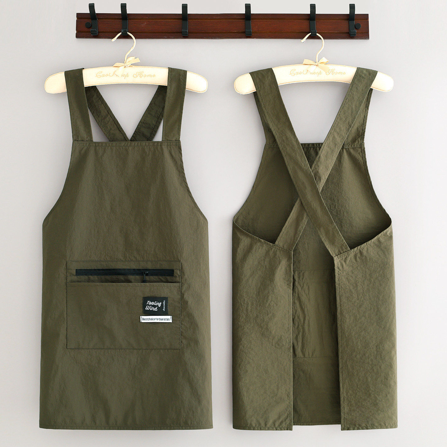 No-Tie Water-Resistant Apron for Kitchen Use, Anti-Stain Waist Apron for Men and Women, Simple Workwear for Catering and Work, with Logo Printing