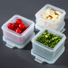 保鲜盒姜蒜葱花收纳盒家用便携方形透明沥水保鲜碗冰箱密封