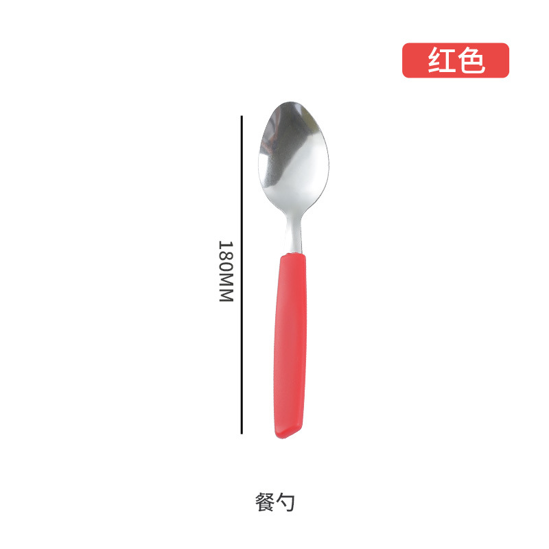 410 cubiertos de acero inoxidable cuchillos y tenedores cucharas transfronterizas Brasil cola plana cola inclinada mango de plástico 24PCS fábrica al por mayor