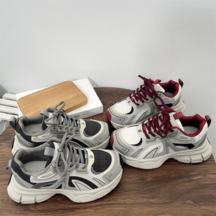 Thick bottom increased cement gray torre shoes women 2025 spring and autumn new breathable casual Korean retro light sneaker