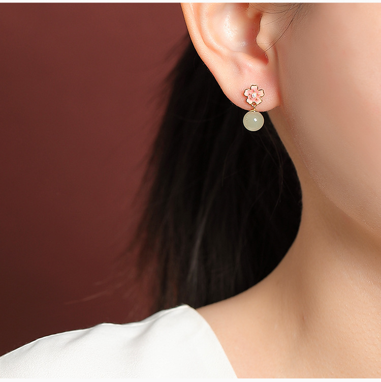 Bông tai bạc S925 mạ vàng đính đá thủy ngọc mật ong hình giọt nước — Mật ong sáp chi tiết 9