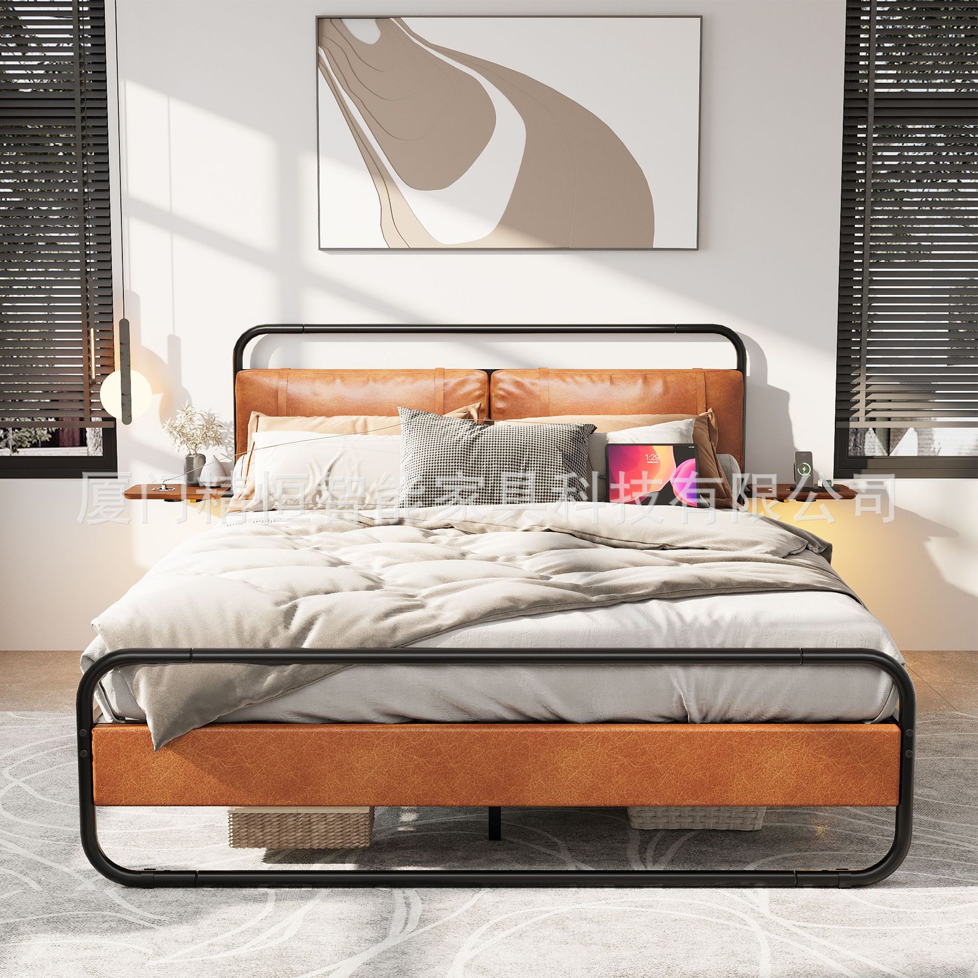 Modern Minimalist Upholstered Bed for Home Use, Double Bed for 1.8m Bedrooms, B&B, Hotel, Factory Direct Sale