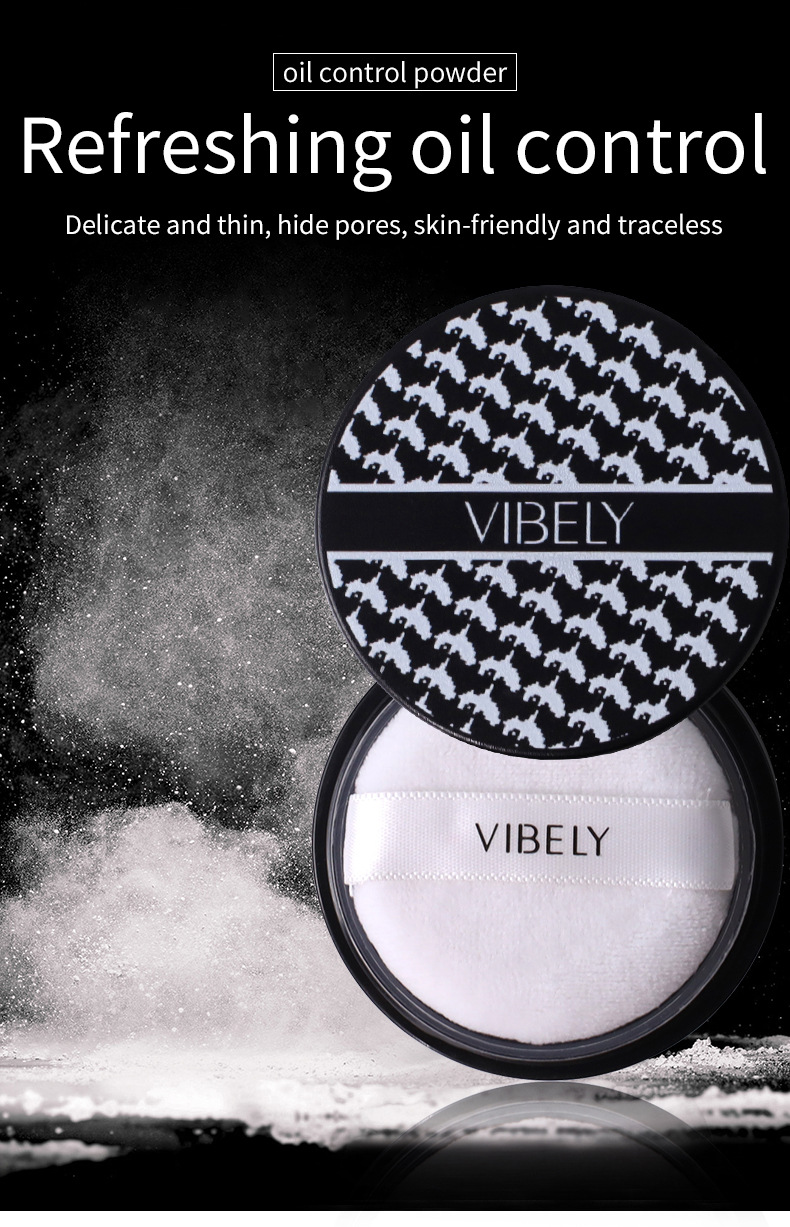 VIBELY Thousand Bird Pattern Breathable Oil-control Setting Powder, Clear, Smooth, Waterproof and sweat-proof Setting Powder puff undefined