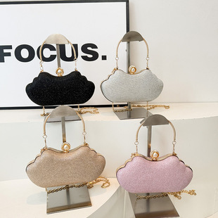 Banquet Chain Box Bag Women's 2025 New Pearl Rhinestone Shoulder Chain Bag Sparkling Women's Dinner Bag