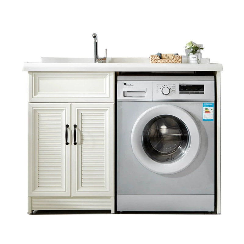 Balcón de aluminio espacio de lavado armario de piedra de cuarzo mesa de billar con combinación de Tabla de lavar socio integrado corte de esquina simple Nordic