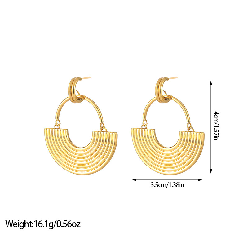 21g Weight Titanium Steel Ear Needle Material Earrings, Ear Studs Classification 1 Pair Quantity Holiday, Street Occasion Titanium Steel Material Geometric Pattern All Seasons Season Women's Gender Plating Design Retro, Commute Style 1 Pair Retro Commute Geometric Plating Titanium Steel Earrings Ear Studs 6
