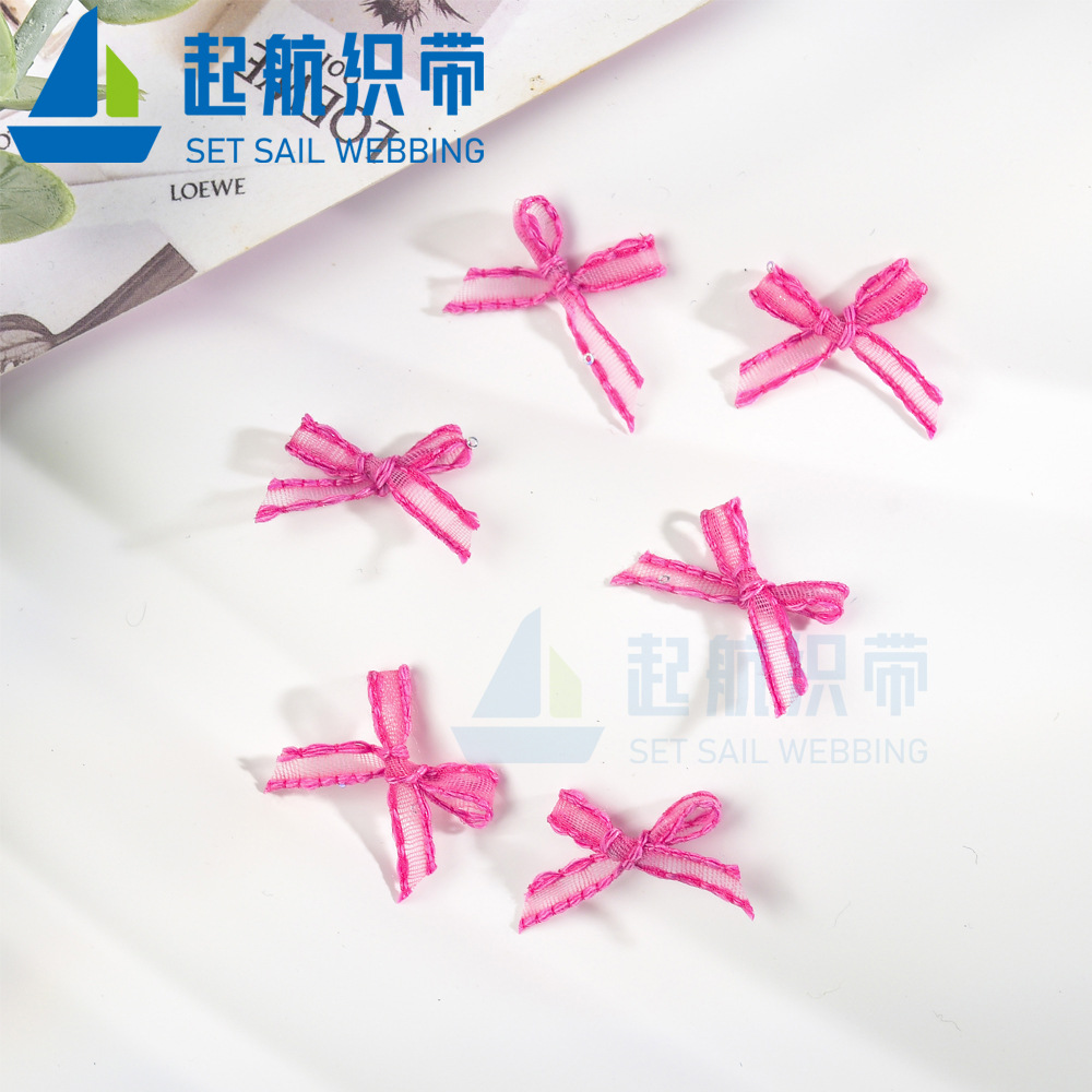 網紗亮片布藝蝴蝶結美甲飾品日韓網紅手工蕾絲歐根紗批發指甲裝飾