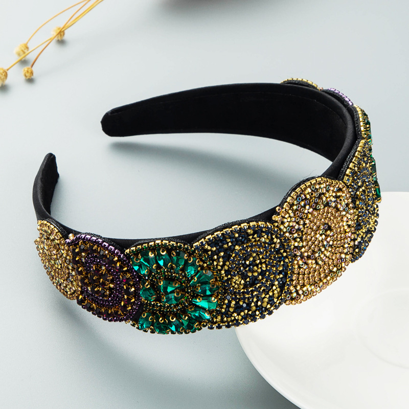 Fashion Color Rhinestone Headband Broad-sided Headband Wholesale display picture 6