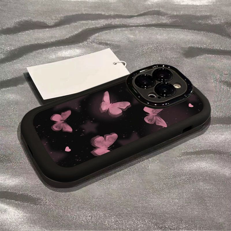 Suitable for Apple 14 Pro Max Phone Case, New Model 17, iPhone 15 Style, 13 Silicone Anti-Drop, 16 Pink Butterfly