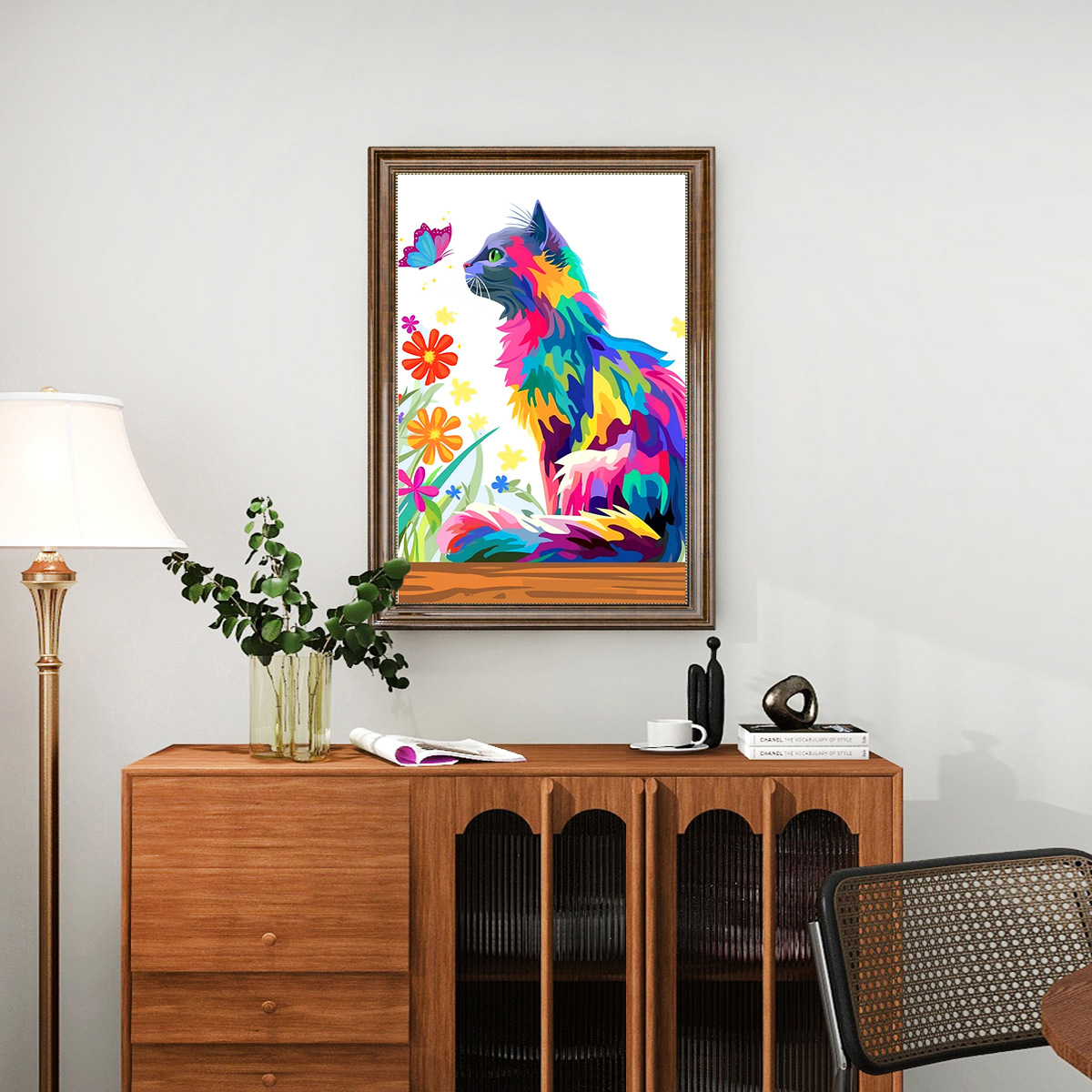 Artículos de venta al por mayor del fabricante para comercio exterior transfronterizo: Kit de bordado DIY de punto de cruz con diseños de mariposa, flor, gato y animales adorables.