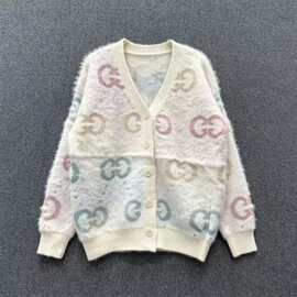 【仿貂绒】26秋冬新款彩色字母提花名媛风轻奢慵懒风宽松针织衫女
