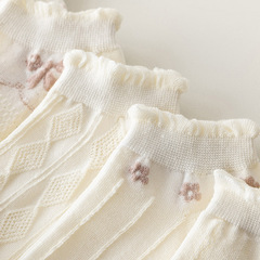 【5雙裝】ins潮春夏季泡泡口花邊短筒襪子女白色麻花棉襪薄款短襪