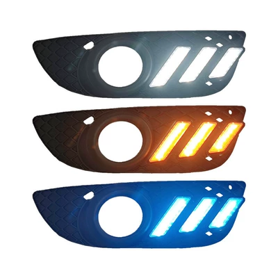 Suitable for 10-12 Mitsubishi Yishen daytime running lights modified front fog lights dedicated LED daytime running lights front bumper lights (Gündüz işıqları) - mustang-three-color-streamer-daytime-running-lights-price-per-pair