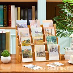 グリーティングカード展示棚竹アクリル透明シール棚デスクトップグリーティングカードクリップ小売写真カード収納棚