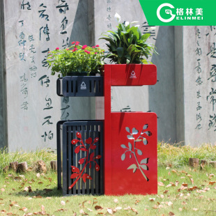Outdoor Trash Can Flower Box for Planting Flowers Sanitation School Property Custom Stainless Steel Community Street Large Fruit Peel Bin