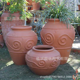 户外大号地面庭院红泥陶罐落地粗陶园林景观红陶花盆大植物盆透气