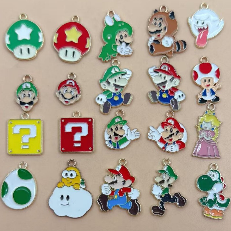 Cross-Border Mario Game Anime Cartoon Accessories Jewelry Pendant Cute DIY Handmade Alloy Oil Drop Earrings
