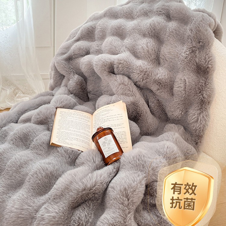 Manta de lana de conejo de lujo ligero, siesta de oficina, aire acondicionado, sofá, manta, engrosamiento de invierno, manta de terciopelo, manta de edredón pequeño