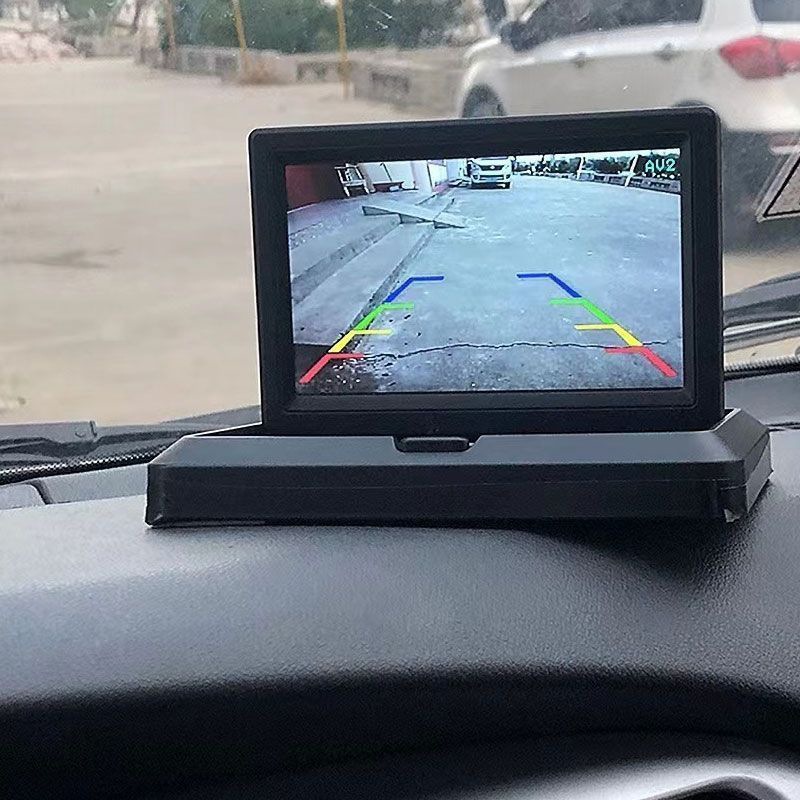 5-Inch Foldable Car-Mounted Display Screen, High-Definition Reversing Image Display Screen for Trucks, Vans, and Buses, 12V24V Universal for Front and Rear Use