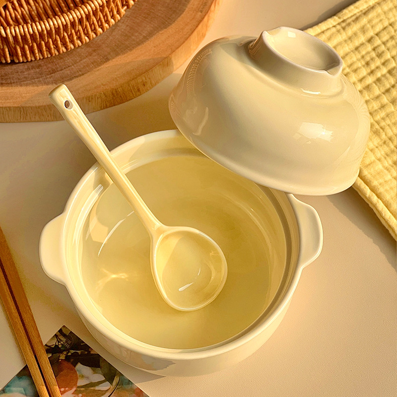 泡面碗带盖宿舍用学生寝室个人专用碗加筷子汤碗可爱家用陶瓷绠追