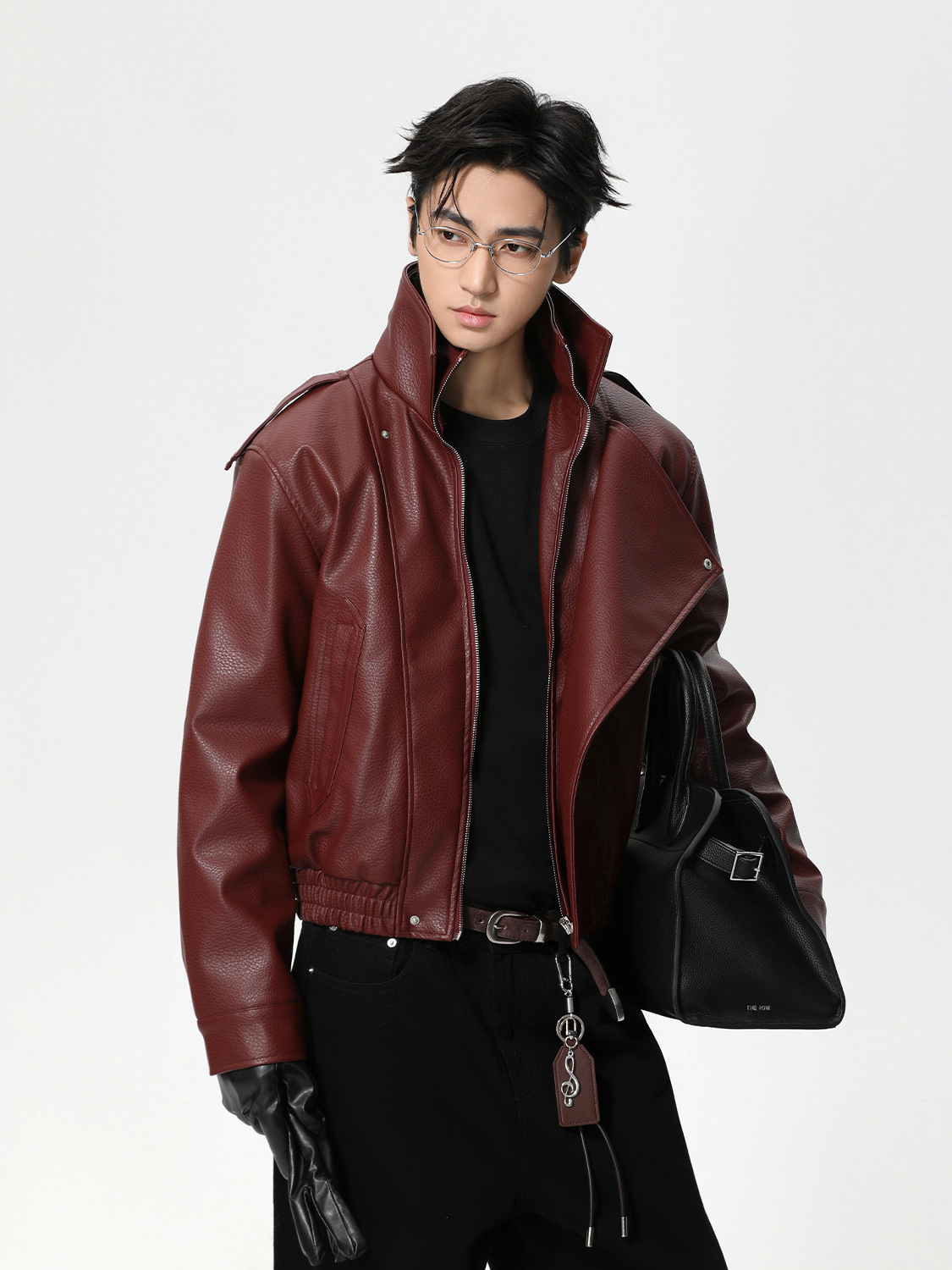 MTLCLOTHES Hombres| Estadounidense de alta sensación de cuello vertical PU de moda capa de algodón chaqueta de cuero ropa de algodón casual