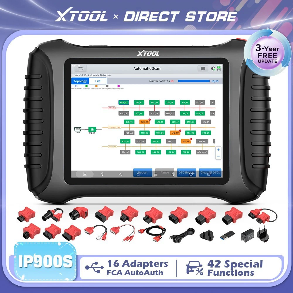 Диагностический сканер XTOOL IP900S для автомобилей с кодированием ЭБУ, DoIP, CAN FD, FCA TOOL