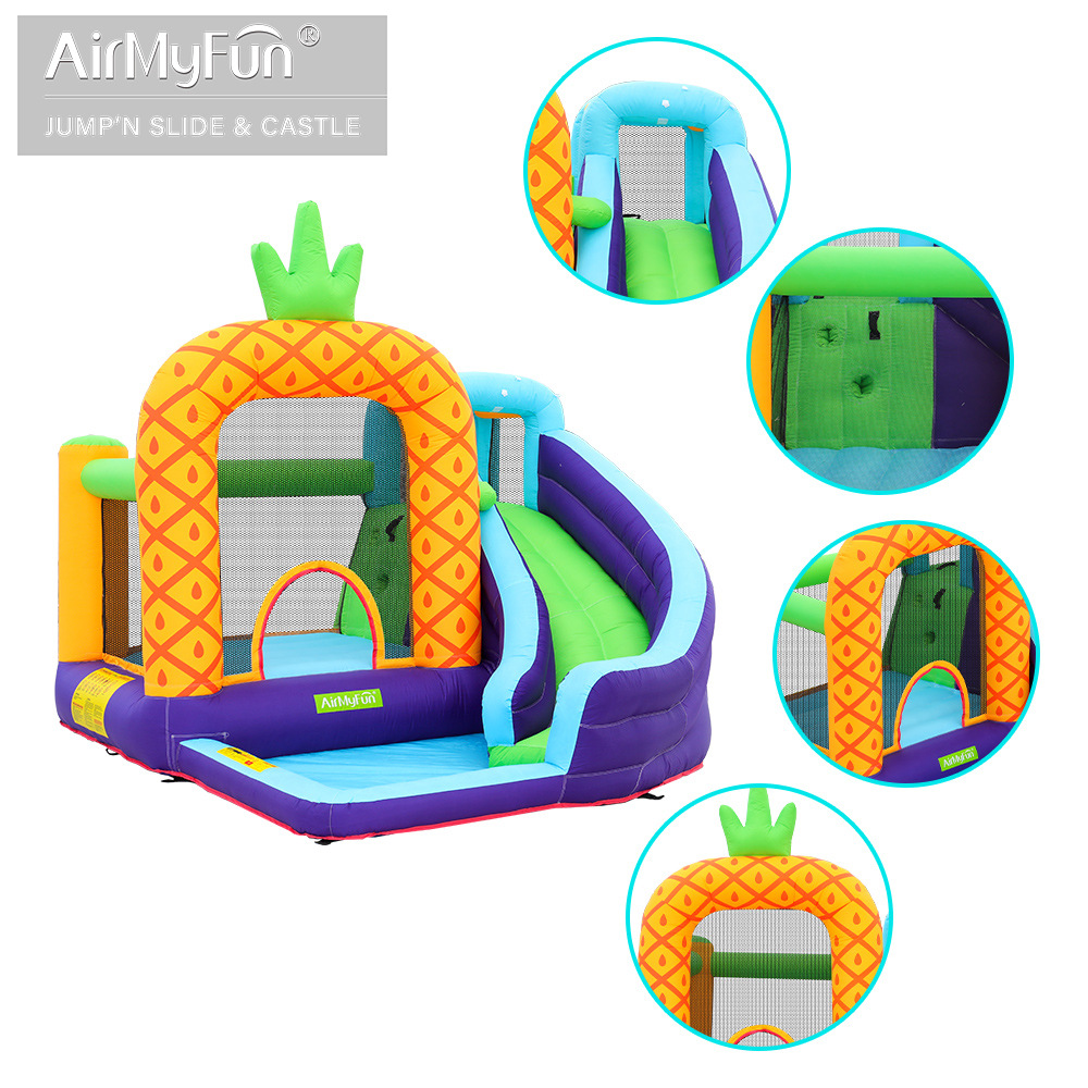 AMF | Al aire libre pequeño castillo inflable tobogán para niños cama de salto en forma de piña casa castillo inflable para niños