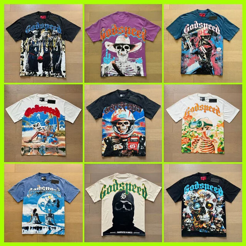 Cross-Border Export Summer European and American Trendy Brand Retro Skull Rock Band Male and Female Couple Loose Casual Short-Sleeved T-Shirt