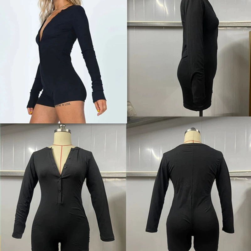 Боди-ail европейского стиля для женщин, облегающий бодик, длинный рукав, комбинезон с кнопками, телесный комфорт посадки