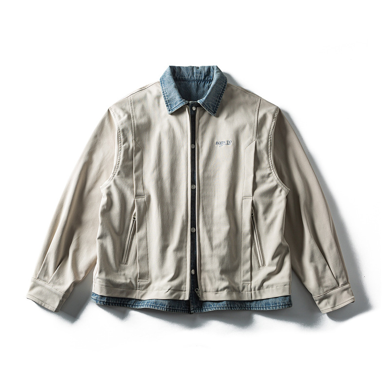 Guye Men's Clothing 2026 Autumn New Denim Patchwork Fake Two-Piece Jacket Men's Designer Workwear Jacket Top Guye Men's Clothing 2026 Autumn New Denim Patchwork Fake Two-Piece Jacket Men's Designer Workwear Jacket Top