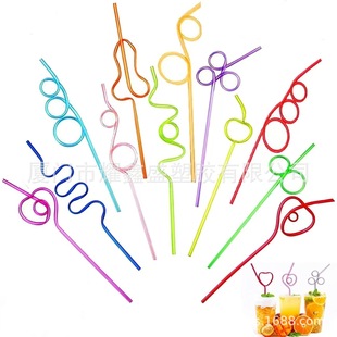 Fun Shape Straw Cross-border Hot Sale Reusable Straw Christmas Valentine's Day Birthday Party Decoration
