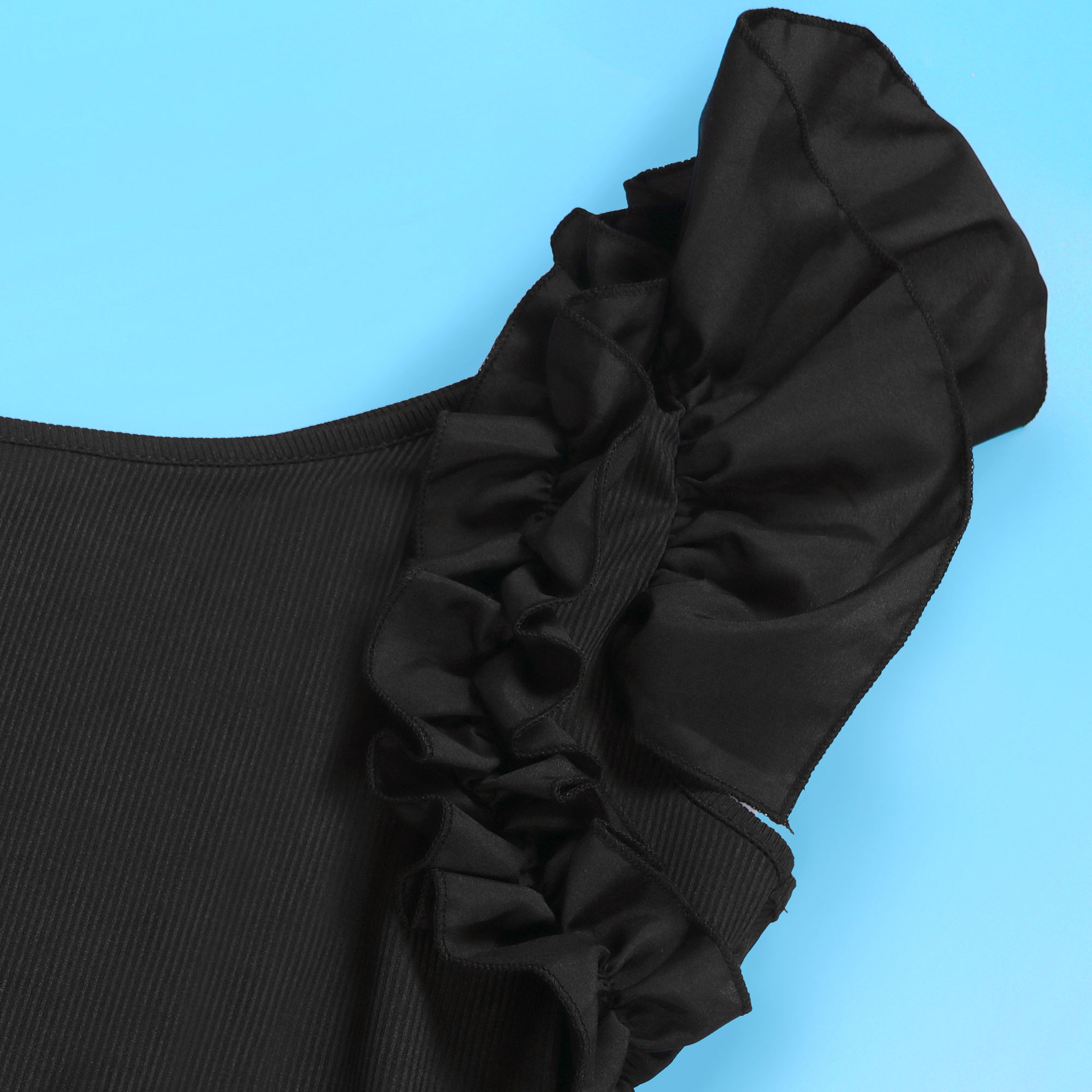 362g Weight Sleeveless Sleeve Length Polyester Fabric Type Skirt Co-ord Set Sets Type 2 Pieces Set Quantity Holiday Occasion One Shoulder Neckline Slim Fit Type Solid Color Pattern Summer Season Women's Gender Frill Design Elegant Style Holiday Women's Elegant Solid Color Polyester Frill Skirt Co-ord Set Skirt Sets 47