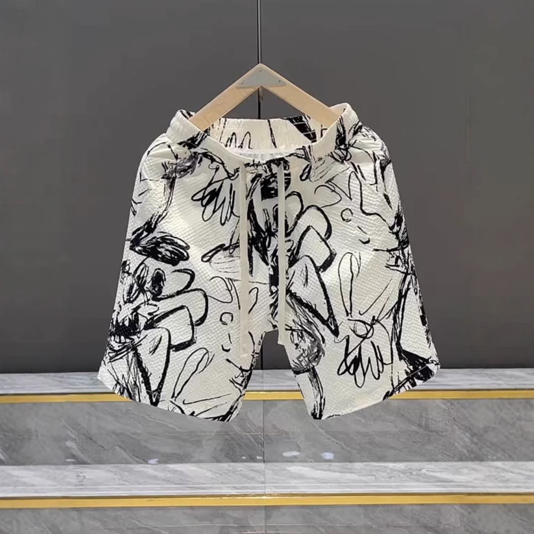 Men's Casual Summer Shorts Fashion Print Relaxed Fit Straight Leg 5 Pocket Design_viptrois.com