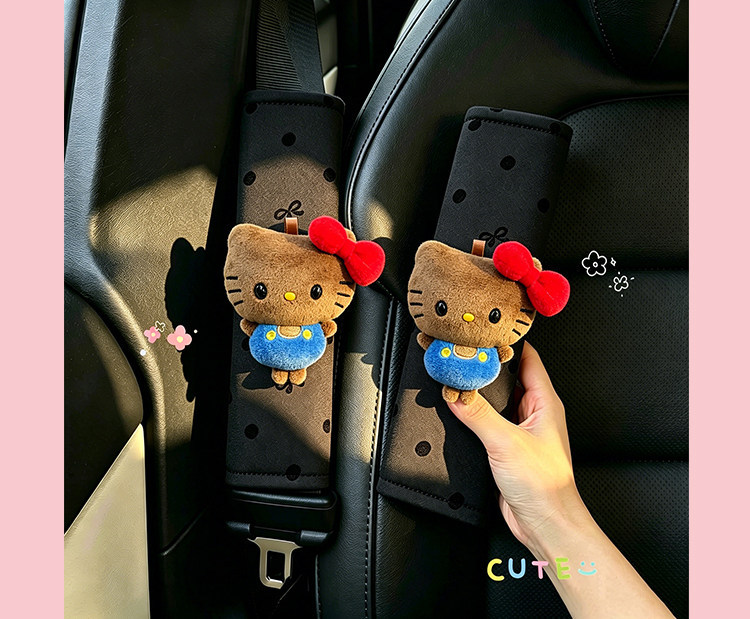 Cute shoulder protector for women, seatbelt decoration, car interior anti-wear clothing protection, universal for all seasons, cartoon KT cat