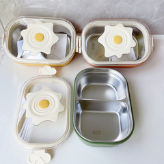 Insulated lunch box, 304 stainless steel, compartmentalized cartoon-style female student bento box, cross-border new arrival, dropshipping food container